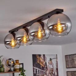 Koyoto Deckenleuchte Glas 25 Cm Chrom, Klar, Rauchfarben, 4-flammig