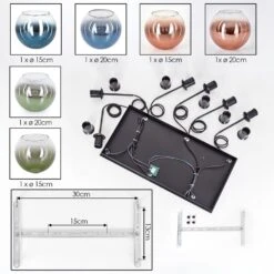 Koyoto Hängeleuchte Glas 15 Cm, 20 Cm Blau, Grün, Klar, Kupferfarben, 6-flammig -Lampe Verkäufe koyoto haengeleuchte glas 15 cm 20 cm h9016502 4