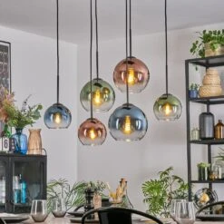 Koyoto Hängeleuchte Glas 15 Cm, 20 Cm Blau, Grün, Klar, Kupferfarben, 6-flammig -Lampe Verkäufe koyoto haengeleuchte glas 15 cm 20 cm h9016502 5