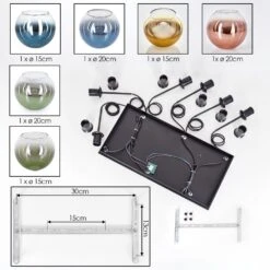 Koyoto Hängeleuchte Glas 15 Cm, 20 Cm Blau, Gold, Grün, Klar, Kupferfarben, 6-flammig -Lampe Verkäufe koyoto haengeleuchte glas 15 cm 20 cm h9016526 5