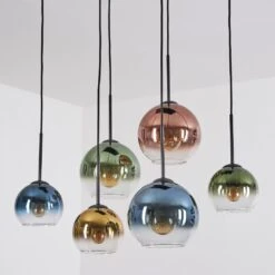 Koyoto Hängeleuchte Glas 15 Cm, 20 Cm Blau, Gold, Grün, Klar, Kupferfarben, 6-flammig -Lampe Verkäufe koyoto haengeleuchte glas 15 cm 20 cm h9016526 6