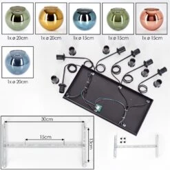 Koyoto Hängeleuchte Glas 15 Cm, 20 Cm Blau, Gold, Grün, Kupferfarben, 6-flammig -Lampe Verkäufe koyoto haengeleuchte glas 15 cm 20 cm h9019886 4
