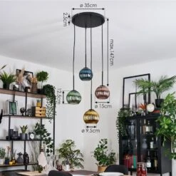 Koyoto Hängeleuchte Glas 15 Cm Blau, Gold, Grün, Kupferfarben, 4-flammig -Lampe Verkäufe koyoto haengeleuchte glas 15 cm h3883488 3