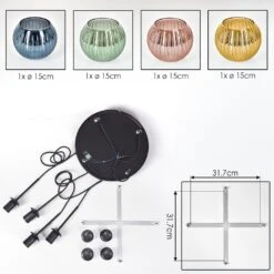 Koyoto Hängeleuchte Glas 15 Cm Blau, Gold, Grün, Kupferfarben, 4-flammig -Lampe Verkäufe koyoto haengeleuchte glas 15 cm h3883488 4