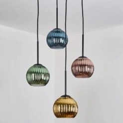Koyoto Hängeleuchte Glas 15 Cm Blau, Gold, Grün, Kupferfarben, 4-flammig -Lampe Verkäufe koyoto haengeleuchte glas 15 cm h3883488 7
