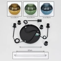 Koyoto Hängeleuchte Glas 20 Cm, 25 Cm, 30 Cm Blau, Gold, Grün, 3-flammig -Lampe Verkäufe koyoto haengeleuchte glas 20 cm 25 cm 30 cm h3883464 4