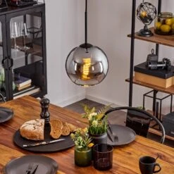 Koyoto Hängeleuchte Glas 20 Cm Chrom, Klar, Rauchfarben, 1-flammig