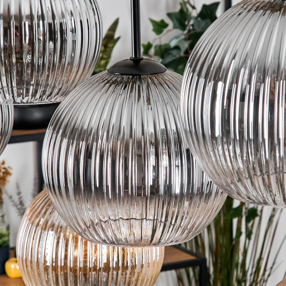 Koyoto Hängeleuchte Glas 20 Cm Naturfarben, Schwarz, 8-flammig 8 Koyoto Hängeleuchte Glas 20 Cm Naturfarben, Schwarz, 8-flammig – Bild 6