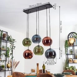 Koyoto Hängeleuchte Glas 25 Cm Blau, Grün, Kupferfarben, 6-flammig -Lampe Verkäufe koyoto haengeleuchte glas 25 cm h3963593 3