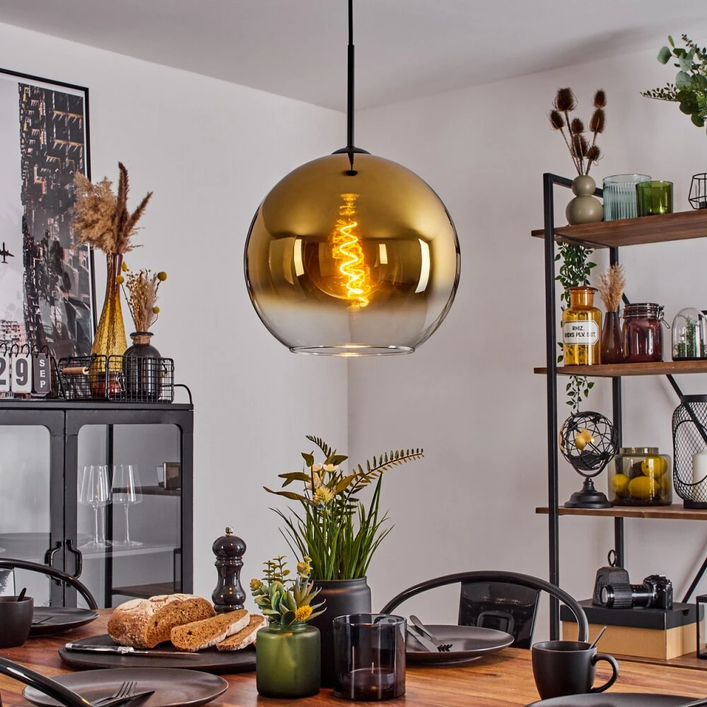 Koyoto Hängeleuchte Glas 30 Cm Gold, Klar, 1-flammig 9 Koyoto Hängeleuchte Glas 30 Cm Gold, Klar, 1-flammig – Bild 7