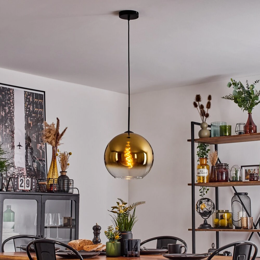 Koyoto Hängeleuchte Glas 30 Cm Gold, Klar, 1-flammig 11 Koyoto Hängeleuchte Glas 30 Cm Gold, Klar, 1-flammig – Bild 9