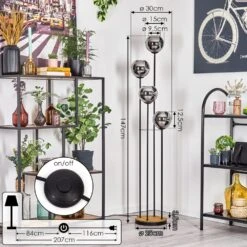 Koyoto Stehleuchte Glas 15 Cm Holz Dunkel, Schwarz, 4-flammig -Lampe Verkäufe koyoto stehleuchte glas 15 cm h3869772 3