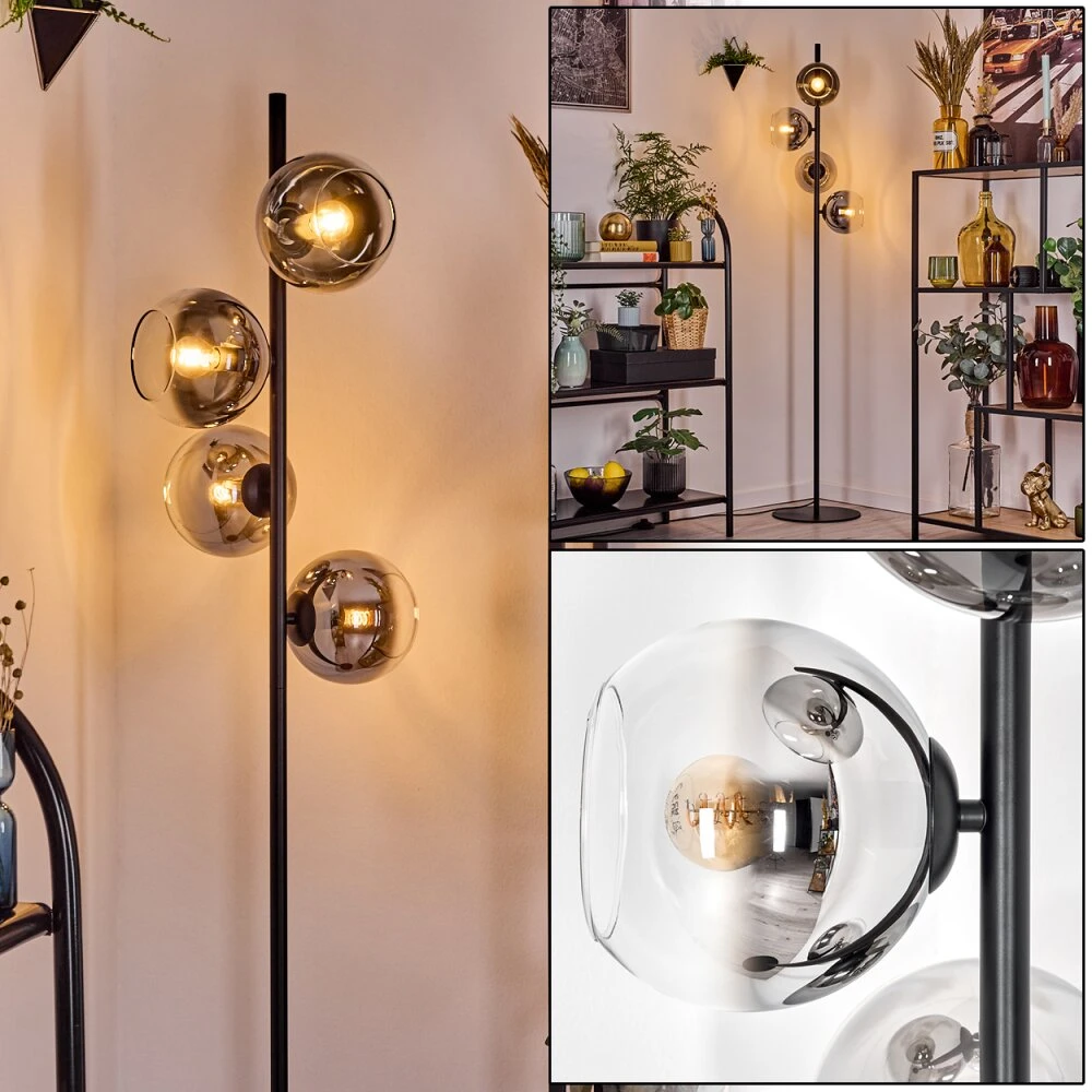 Koyoto Stehleuchte Glas 15 Cm Chrom, Klar, Rauchfarben, 4-flammig 3 Koyoto Stehleuchte Glas 15 Cm Chrom, Klar, Rauchfarben, 4-flammig