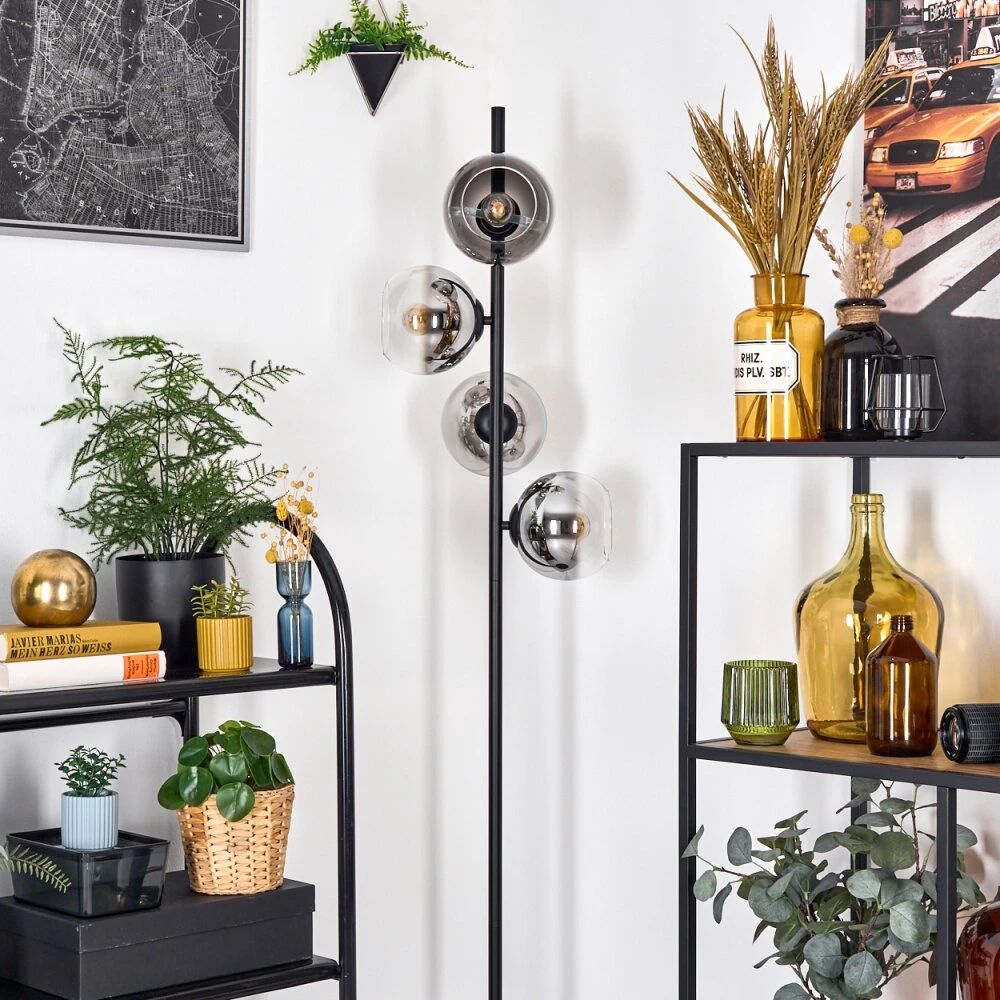 Koyoto Stehleuchte Glas 15 Cm Chrom, Klar, Rauchfarben, 4-flammig 14 Koyoto Stehleuchte Glas 15 Cm Chrom, Klar, Rauchfarben, 4-flammig – Bild 12