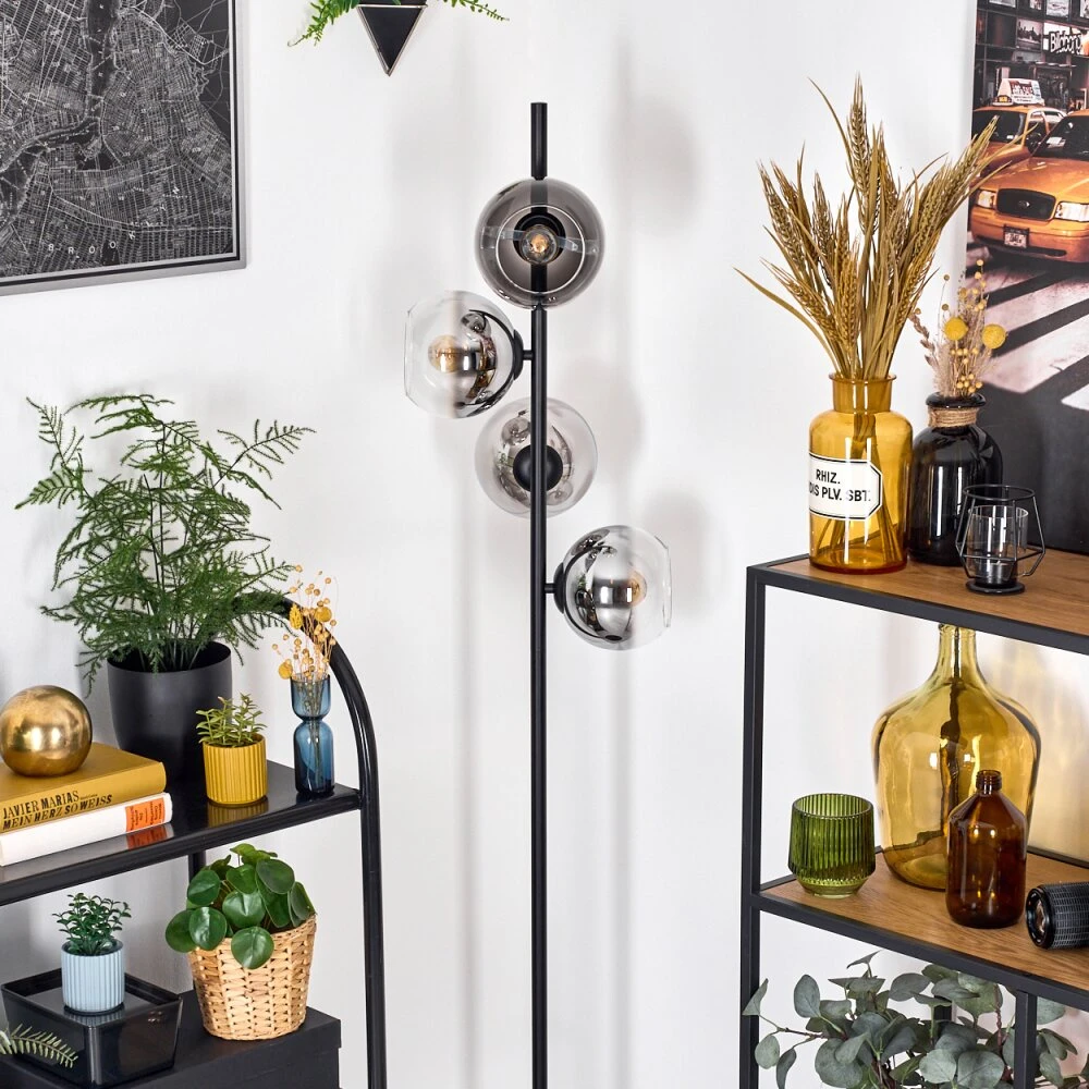 Koyoto Stehleuchte Glas 15 Cm Chrom, Klar, Rauchfarben, 4-flammig 16 Koyoto Stehleuchte Glas 15 Cm Chrom, Klar, Rauchfarben, 4-flammig – Bild 14