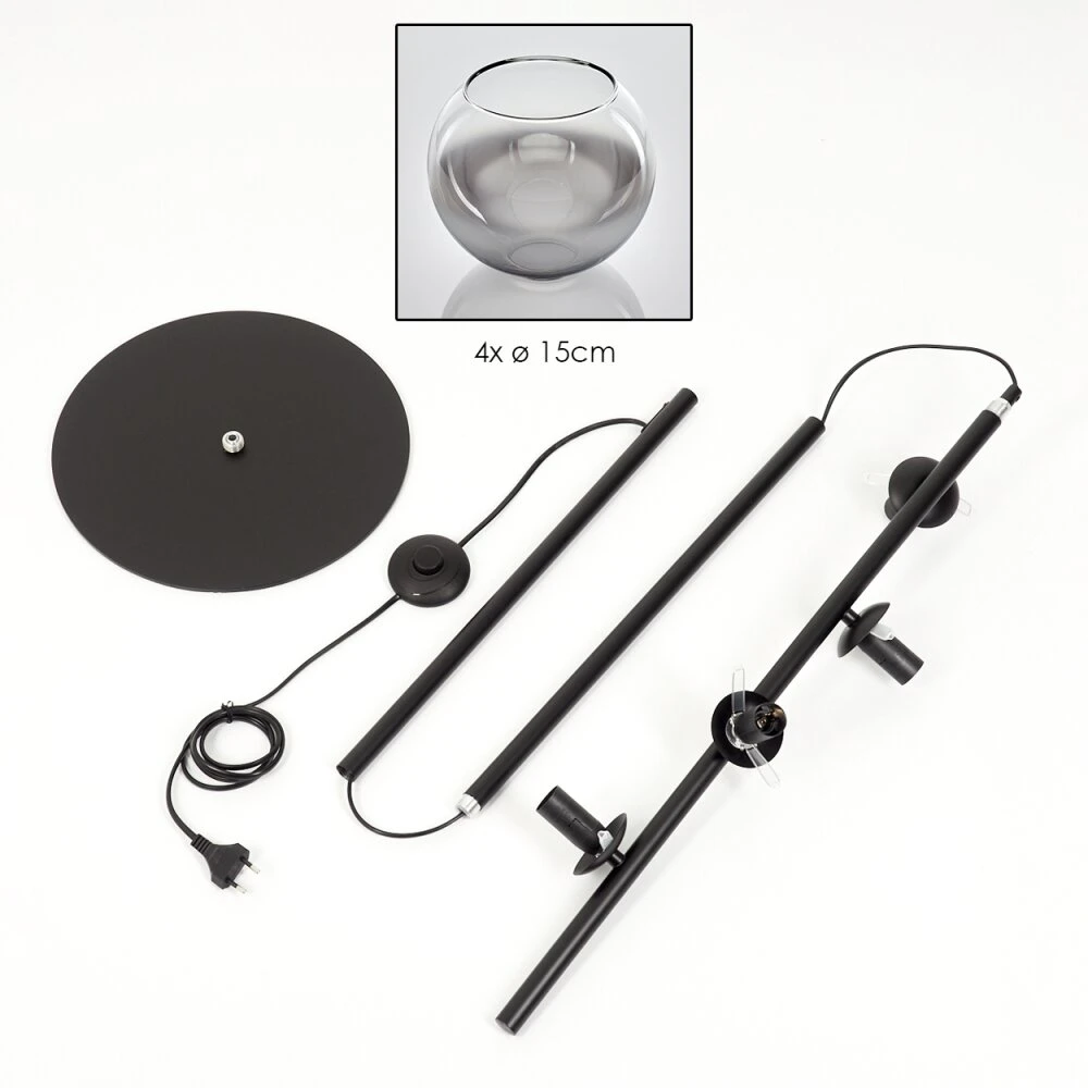 Koyoto Stehleuchte Glas 15 Cm Chrom, Klar, Rauchfarben, 4-flammig 7 Koyoto Stehleuchte Glas 15 Cm Chrom, Klar, Rauchfarben, 4-flammig – Bild 5