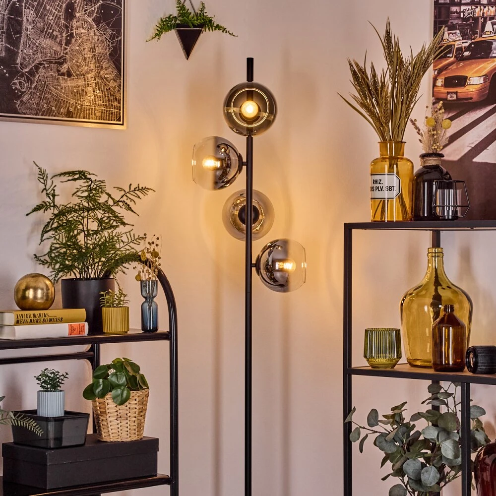 Koyoto Stehleuchte Glas 15 Cm Chrom, Klar, Rauchfarben, 4-flammig 9 Koyoto Stehleuchte Glas 15 Cm Chrom, Klar, Rauchfarben, 4-flammig – Bild 7