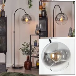 Koyoto Stehleuchte Glas 25 Cm Chrom, Klar, Rauchfarben, 1-flammig