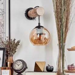 Koyoto Wandleuchte Glas 15 Cm Naturfarben, Schwarz, 1-flammig -Lampe Verkäufe koyoto wandleuchte glas 15 cm h3759776 1