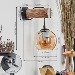 Koyoto Wandleuchte Glas 15 Cm Naturfarben, Schwarz, 1-flammig -Lampe Verkäufe koyoto wandleuchte glas 15 cm h3759776 3