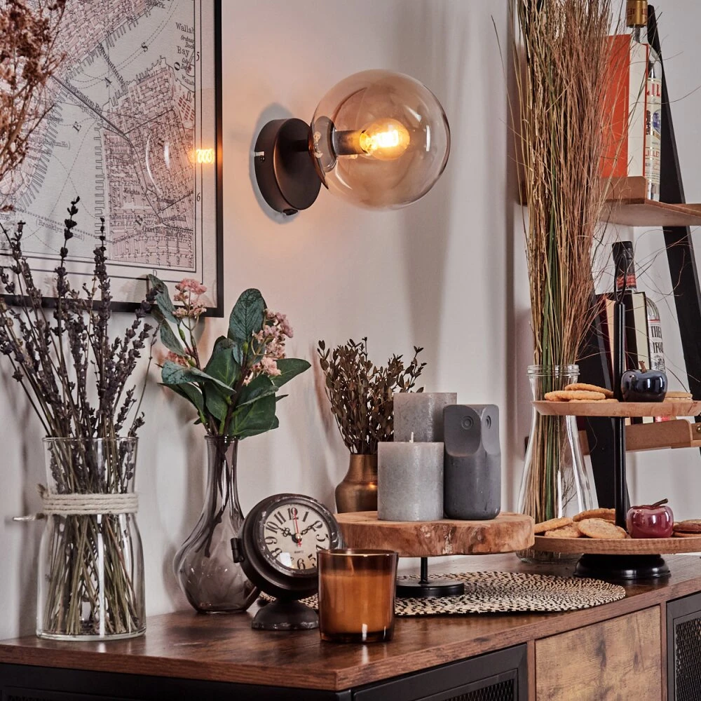 Koyoto Wandleuchte Glas 15 Cm Bernsteinfarben, Klar, 1-flammig 11 Koyoto Wandleuchte Glas 15 Cm Bernsteinfarben, Klar, 1-flammig – Bild 9