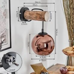 Koyoto Wandleuchte Glas 15cm Naturfarben, Schwarz, 1-flammig -Lampe Verkäufe koyoto wandleuchte glas 15cm h3785805 3