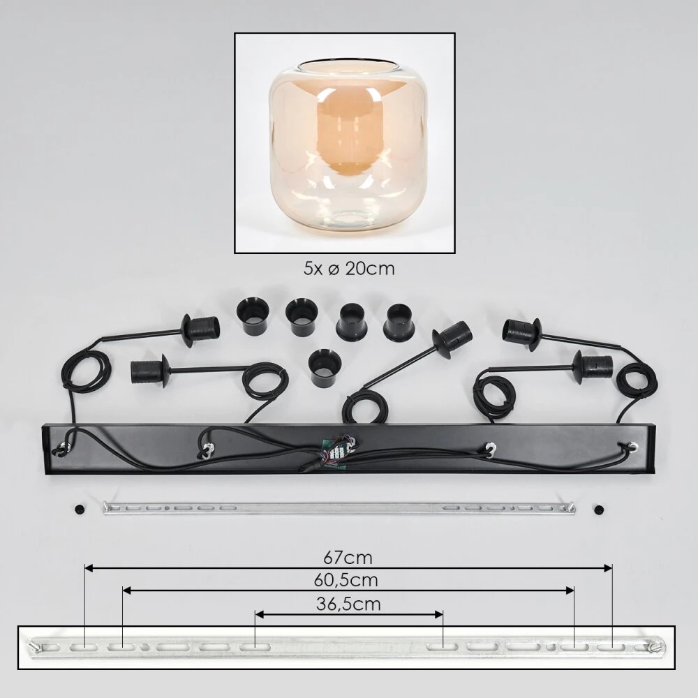 Lauden Pendelleuchte Glas 20cm Bernsteinfarben, 5-flammig 7 Lauden Pendelleuchte Glas 20cm Bernsteinfarben, 5-flammig – Bild 5
