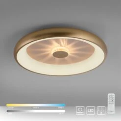 Leuchten Direkt VERTIGO Deckenleuchte LED Gold, 1-flammig, Fernbedienung -Lampe Verkäufe leuchten direkt vertigo deckenleuchte 14386 60 12