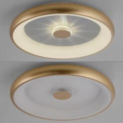 Leuchten Direkt VERTIGO Deckenleuchte LED Gold, 1-flammig, Fernbedienung -Lampe Verkäufe leuchten direkt vertigo deckenleuchte 14386 60 14