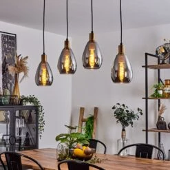 Lincura Hängeleuchte Messing, Schwarz, 4-flammig -Lampe Verkäufe lincura haengeleuchte h3612231 12