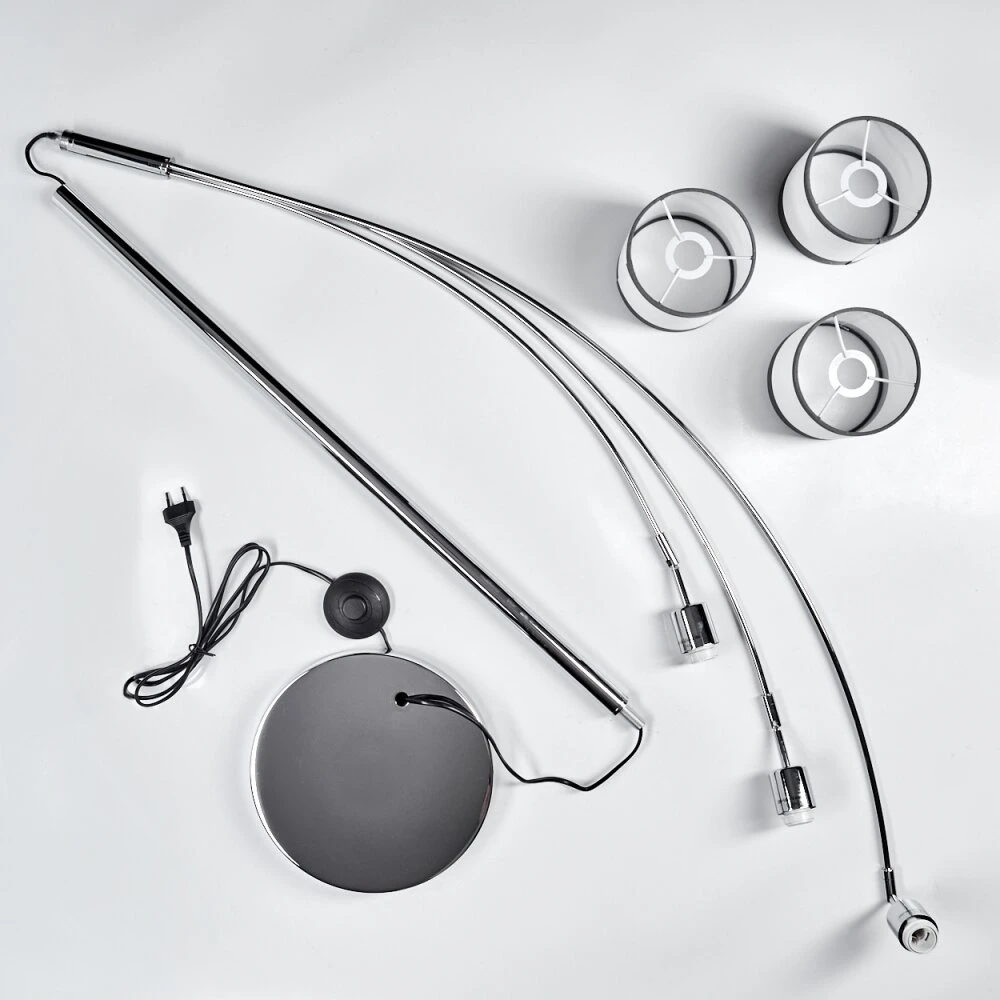 Lohobe Stehleuchte Chrom, Schwarz, 3-flammig 7 Lohobe Stehleuchte Chrom, Schwarz, 3-flammig – Bild 5