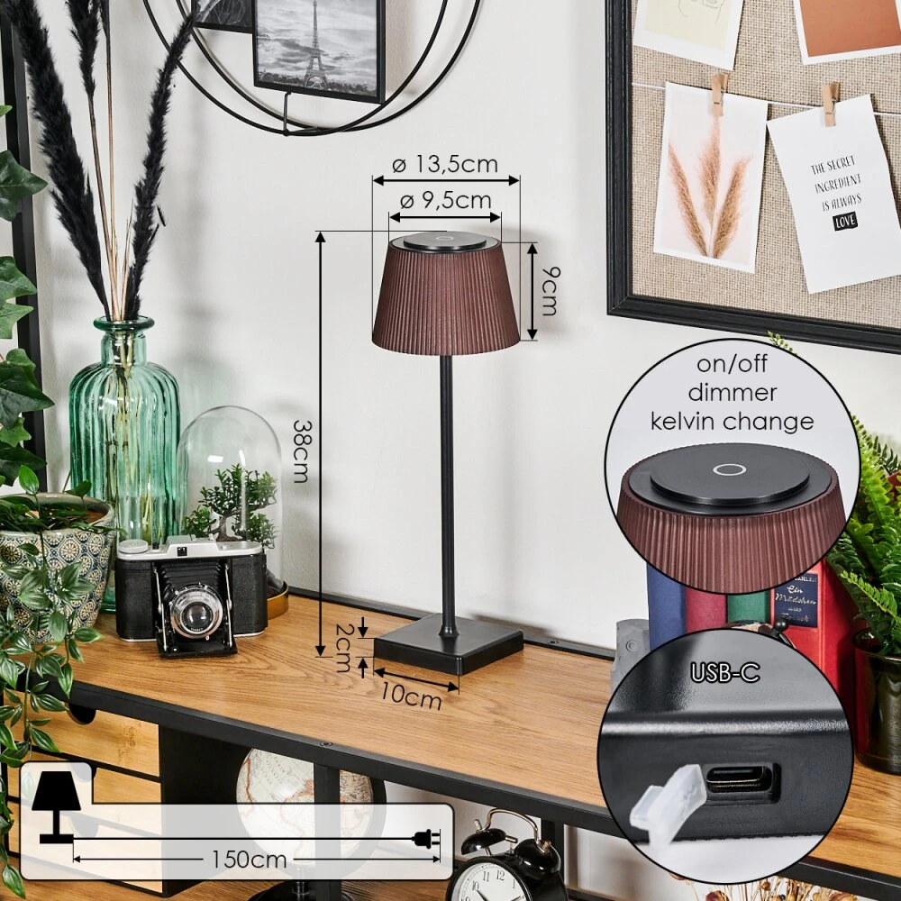 Longchamps Tischleuchte LED Braun, Schwarz, 1-flammig 6 Longchamps Tischleuchte LED Braun, Schwarz, 1-flammig – Bild 4