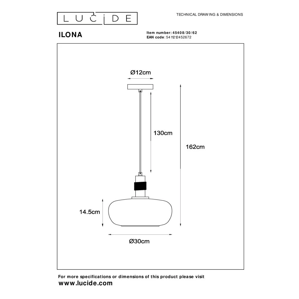 Lucide ILONA Pendelleuchte Schwarz, 1-flammig 9 Lucide ILONA Pendelleuchte Schwarz, 1-flammig – Bild 7