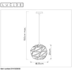 Lucide MALUNGA Pendelleuchte Schwarz, 1-flammig -Lampe Verkäufe lucide malunga pendelleuchte 21415 25 30 6