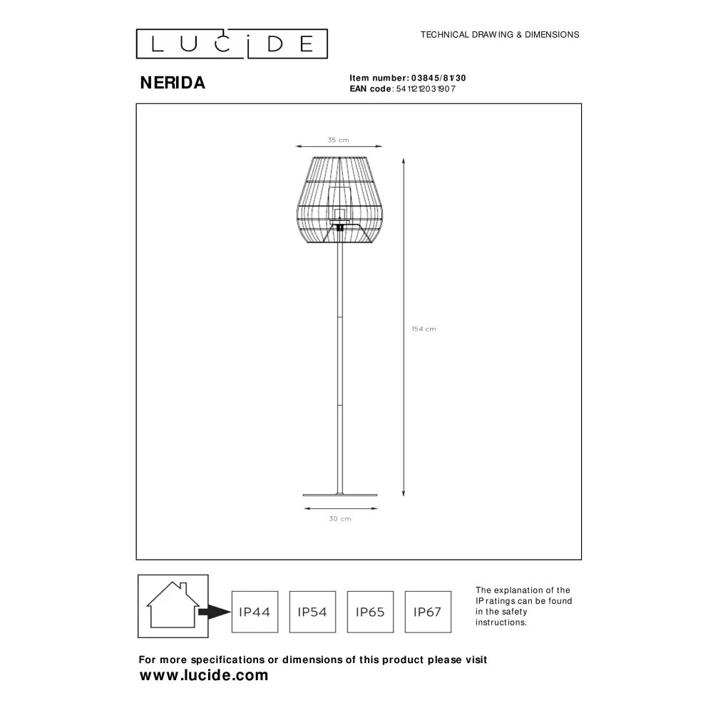 Lucide NERIDA Außenstehlampe Schwarz, 1-flammig 6 Lucide NERIDA Außenstehlampe Schwarz, 1-flammig – Bild 4