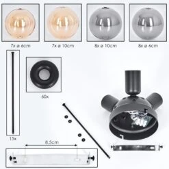 Milheiros Deckenleuchte Bernsteinfarben, Rauchfarben, 3-flammig -Lampe Verkäufe milheiros deckenleuchte h3834169 4