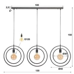 Mirandola Pendelleuchte Schwarz, 3-flammig -Lampe Verkäufe mirandola pendelleuchte h3017111 6