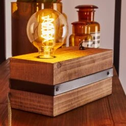 Montgomery Tischleuchte Holz Dunkel, Schwarz, 1-flammig -Lampe Verkäufe montgomery tischleuchte h3368596 5