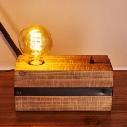 Montgomery Tischleuchte Holz Dunkel, Schwarz, 1-flammig -Lampe Verkäufe montgomery tischleuchte h3368596 8