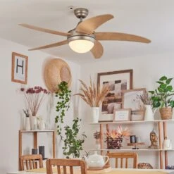 Morino Deckenventilator Naturfarben, Nickel-Matt, 2-flammig, Fernbedienung -Lampe Verkäufe morino deckenventilator h3559970 10