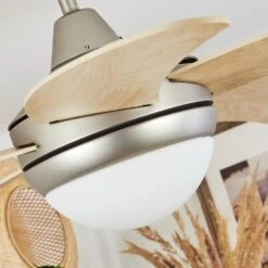 Morino Deckenventilator Naturfarben, Nickel-Matt, 2-flammig, Fernbedienung -Lampe Verkäufe morino deckenventilator h3559970 2