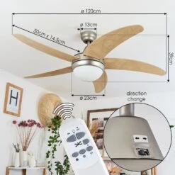 Morino Deckenventilator Naturfarben, Nickel-Matt, 2-flammig, Fernbedienung -Lampe Verkäufe morino deckenventilator h3559970 3
