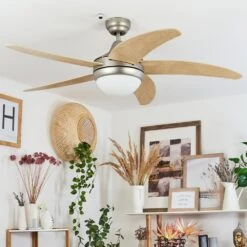 Morino Deckenventilator Naturfarben, Nickel-Matt, 2-flammig, Fernbedienung -Lampe Verkäufe morino deckenventilator h3559970 9