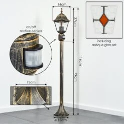 Naofe Wegeleuchte Braun, Gold, 1-flammig, Bewegungsmelder -Lampe Verkäufe naofe wegeleuchte h3969243 3