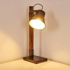 Oksbol Tischleuchte Dunkelbraun, Grau, Stahl Gebürstet, 1-flammig -Lampe Verkäufe oksbol tischleuchte h3349588 12