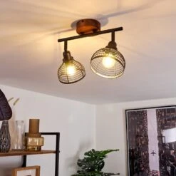 Omba Deckenleuchte Holz Dunkel, Schwarz, 2-flammig