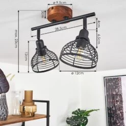 Omba Deckenleuchte Holz Dunkel, Schwarz, 2-flammig -Lampe Verkäufe omba deckenleuchte h3402962 3