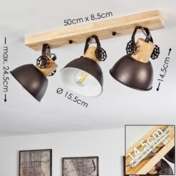Orny Deckenleuchte Anthrazit, Holz Hell, 3-flammig -Lampe Verkäufe orny deckenleuchte h3295090 1