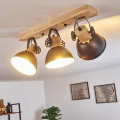 Orny Deckenleuchte Anthrazit, Holz Hell, 3-flammig -Lampe Verkäufe orny deckenleuchte h3295090 11