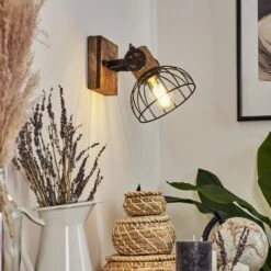 Orny Wandleuchte Holz Dunkel, Schwarz, 1-flammig -Lampe Verkäufe orny wandleuchte h3424452 10